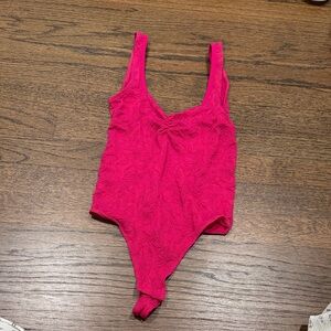 Anthropologie Pink Lace Bodysuit